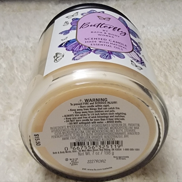 Bath & Body Works Single Wick Scented Candle Butterfly - Picture 3 of 3